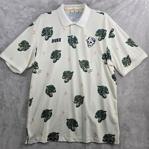 Devereux Golf Polo Mens XL Tiger Skull Lightning Print Polo Shirt Golf Casual
